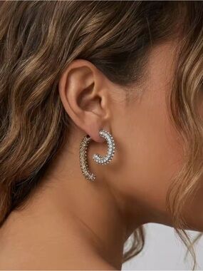 Pave Crystal Encrusted Convertible Mini Luna Earrings Demarson STYLE AP30